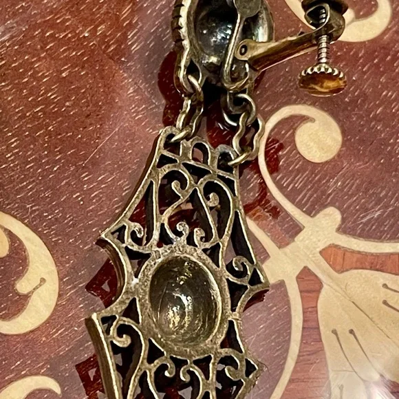 RARE Vintage Vendome Ornate Brass Bracelet Set With Clip/Screw back Earrings